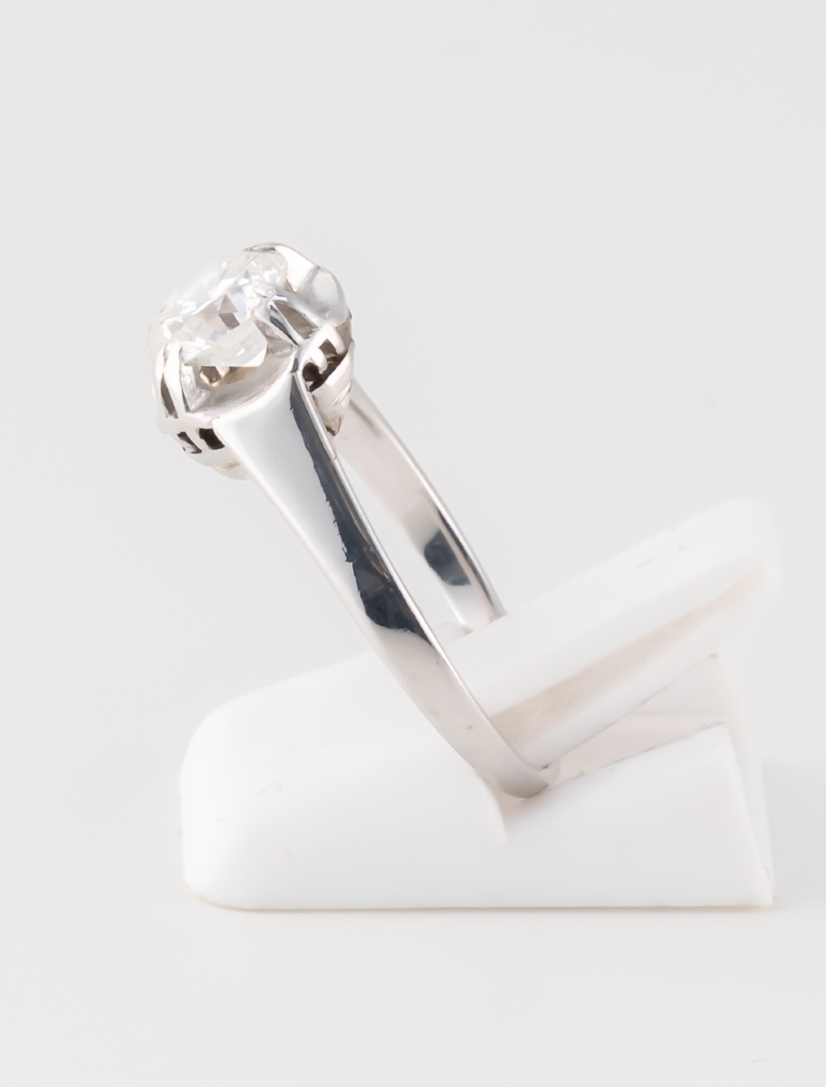 White Gold & Platinum Solitaire Ring-photo-1