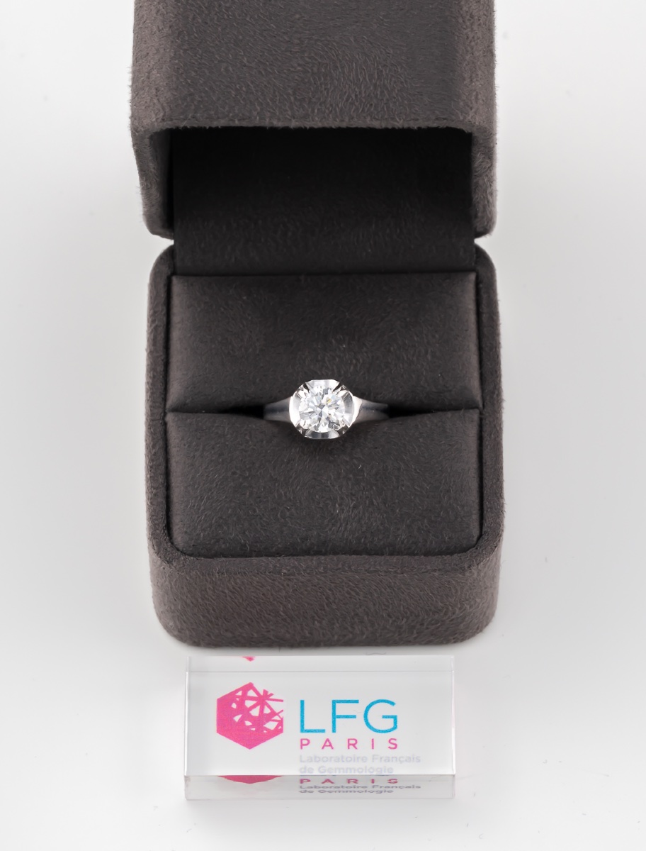 White Gold & Platinum Solitaire Ring-photo-4