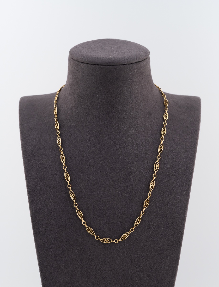 Yellow Gold Filigree Necklace-photo-3