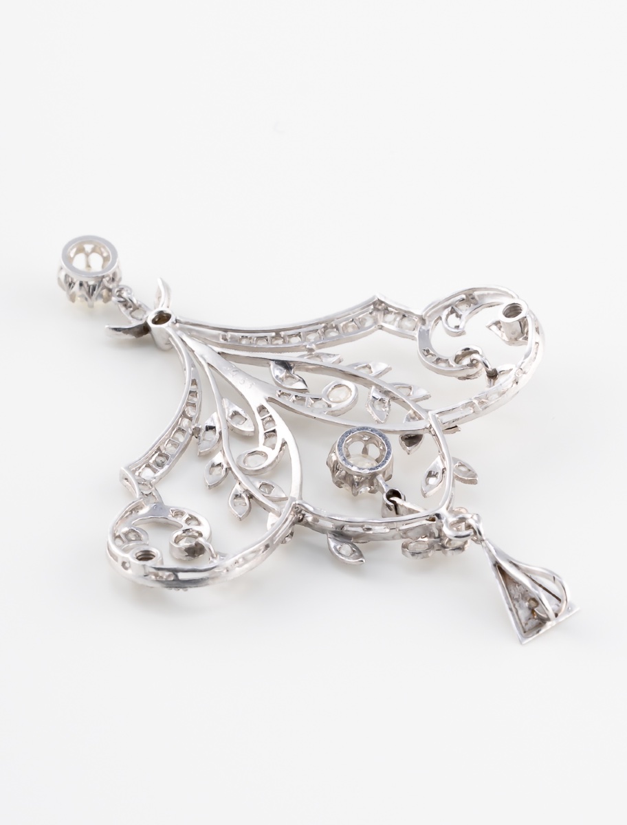 Rare Vintage White Gold & Diamond Pendant-photo-3