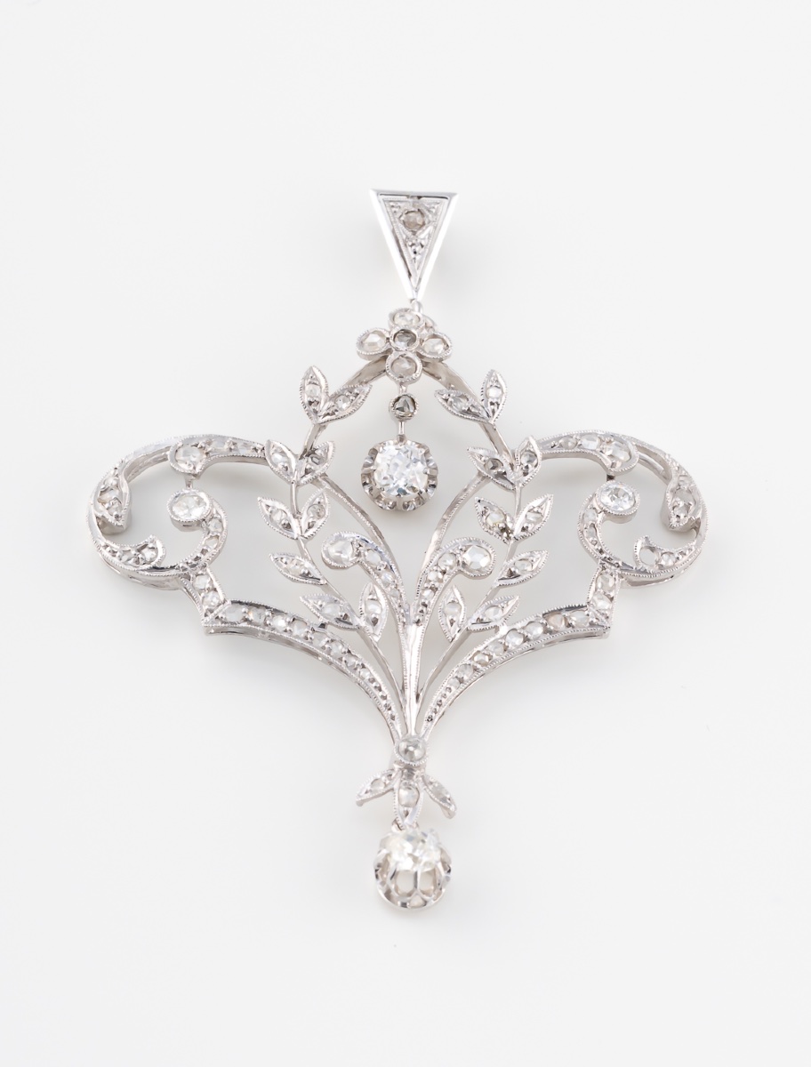 Rare Vintage White Gold & Diamond Pendant