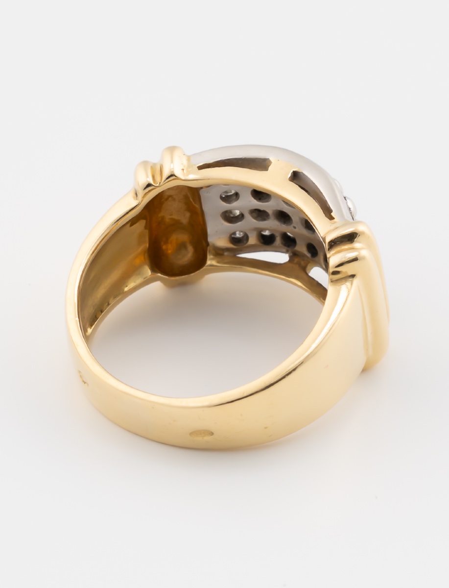 Two-tone Gold Tank Diamond Ring-photo-2