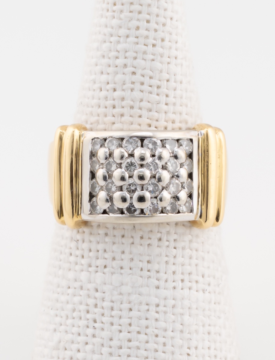 Two-tone Gold Tank Diamond Ring-photo-3