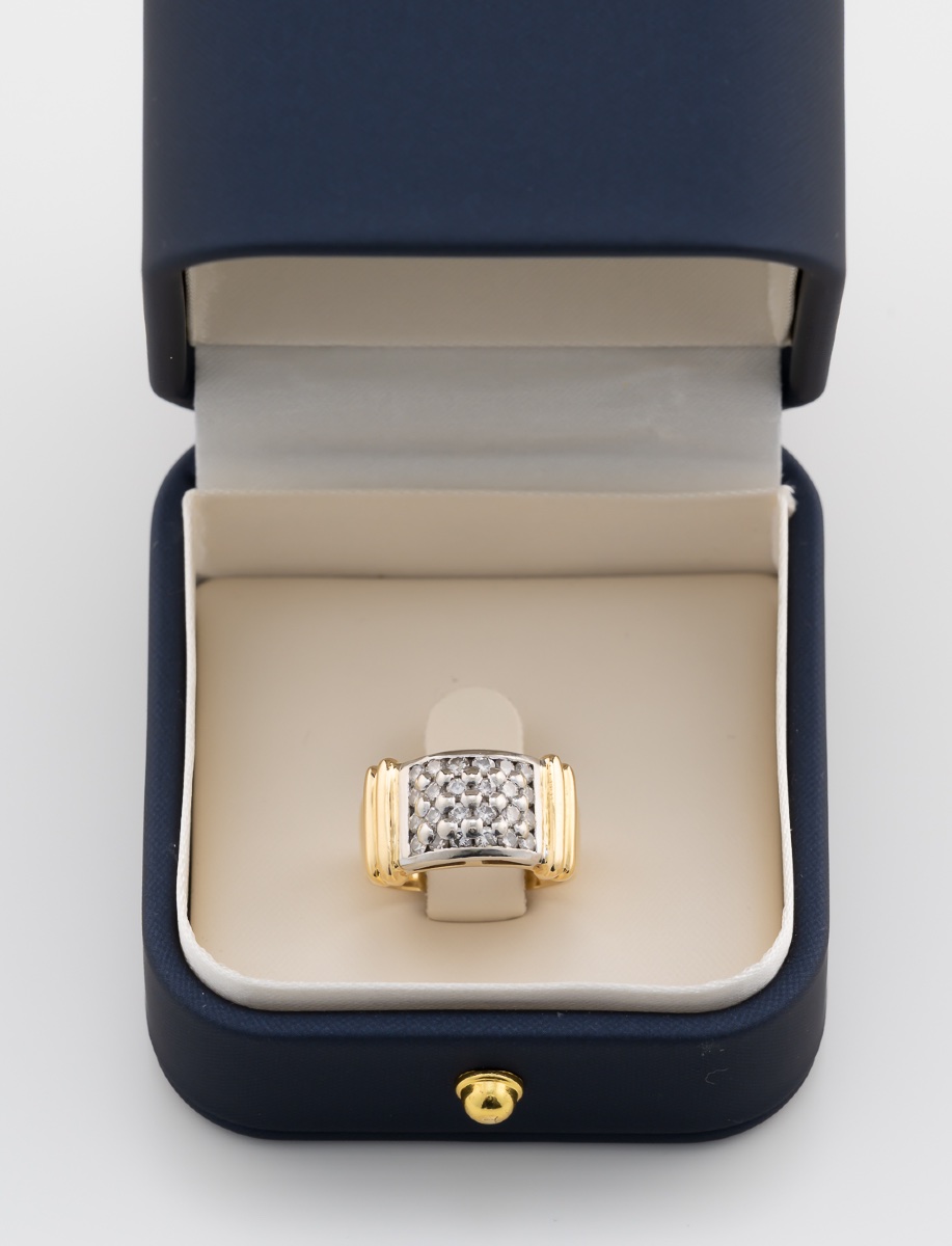 Two-tone Gold Tank Diamond Ring-photo-2