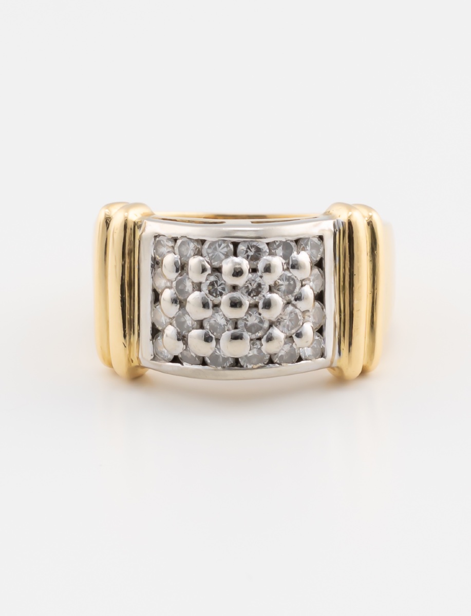 Two-tone Gold Tank Diamond Ring