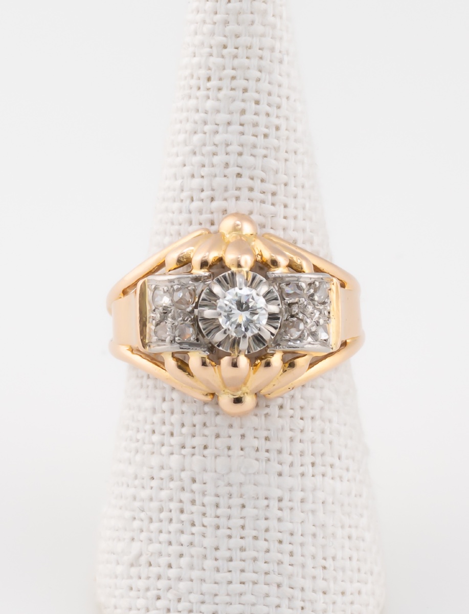 Bague Art Déco Or & Diamants-photo-4