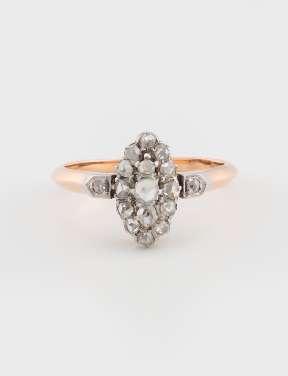 Antique Rose Gold And Diamond Ring
