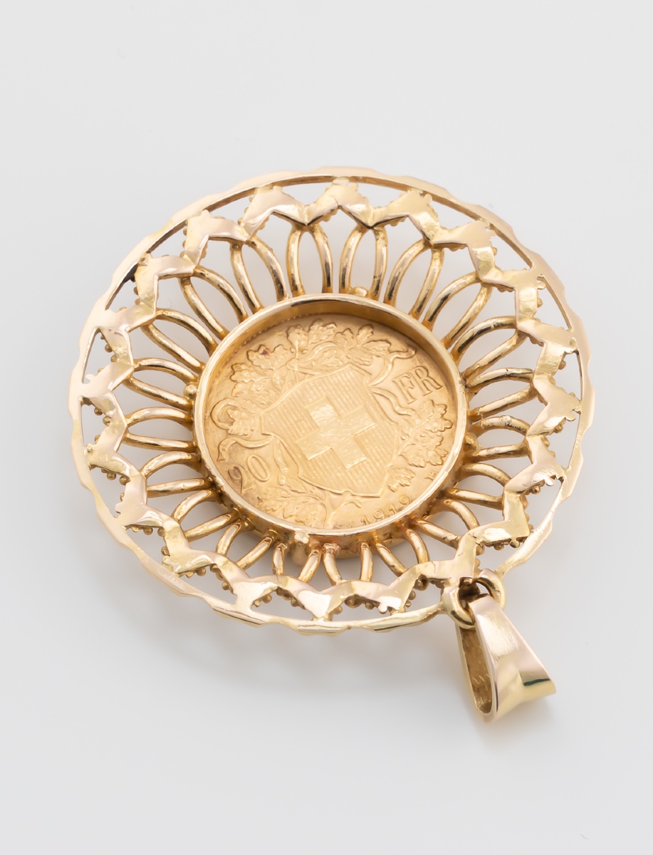20-franc Gold Coin Pendant (switzerland)-photo-2
