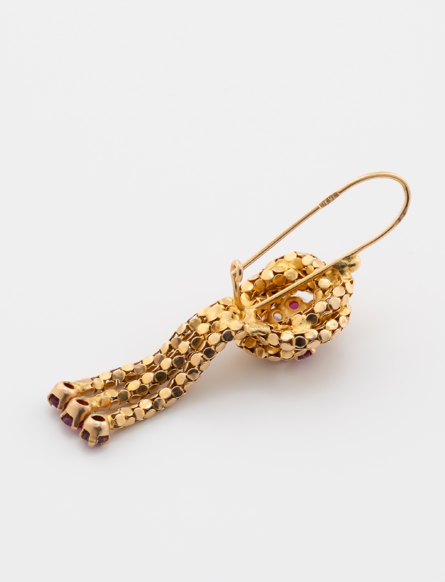 Yellow Gold Ruby Earrings-photo-3