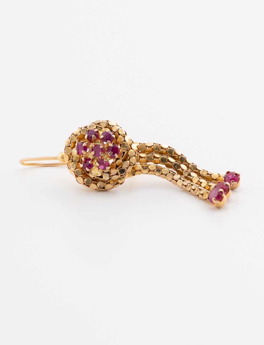 Yellow Gold Ruby Earrings-photo-4