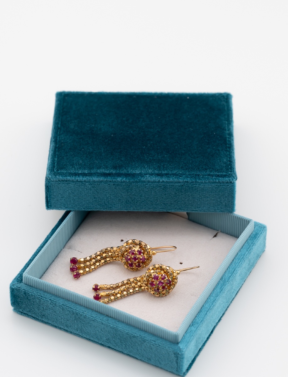 Yellow Gold Ruby Earrings-photo-2