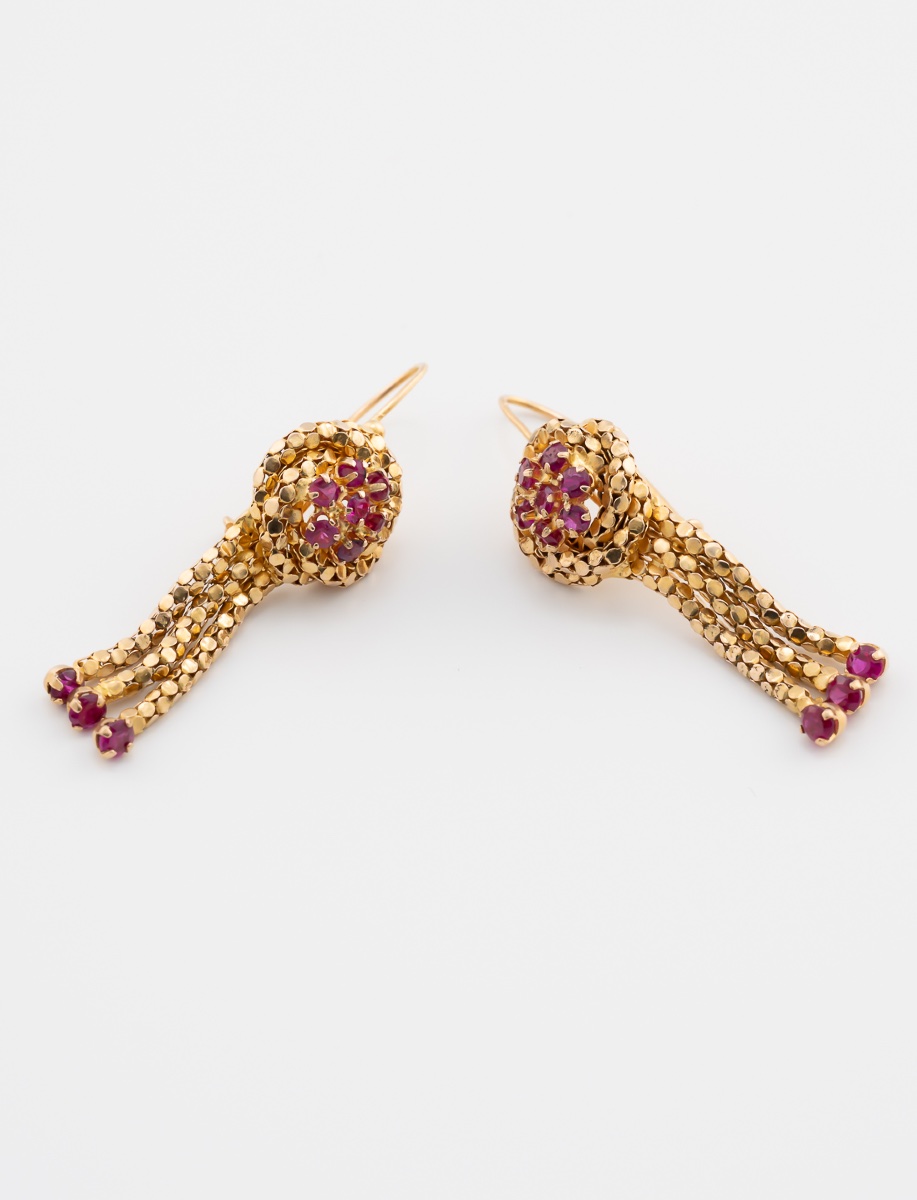 Yellow Gold Ruby Earrings