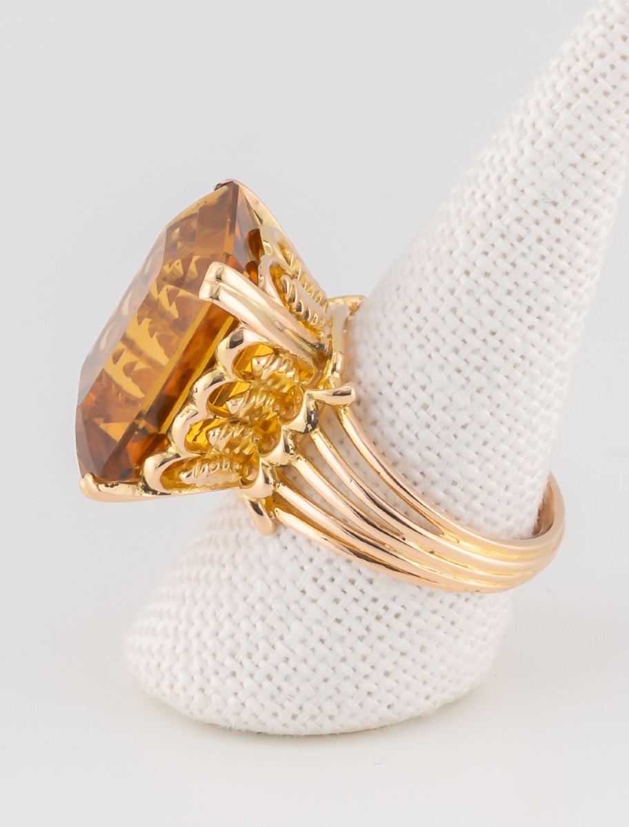 Yellow Gold Citrine Cocktail Ring-photo-2