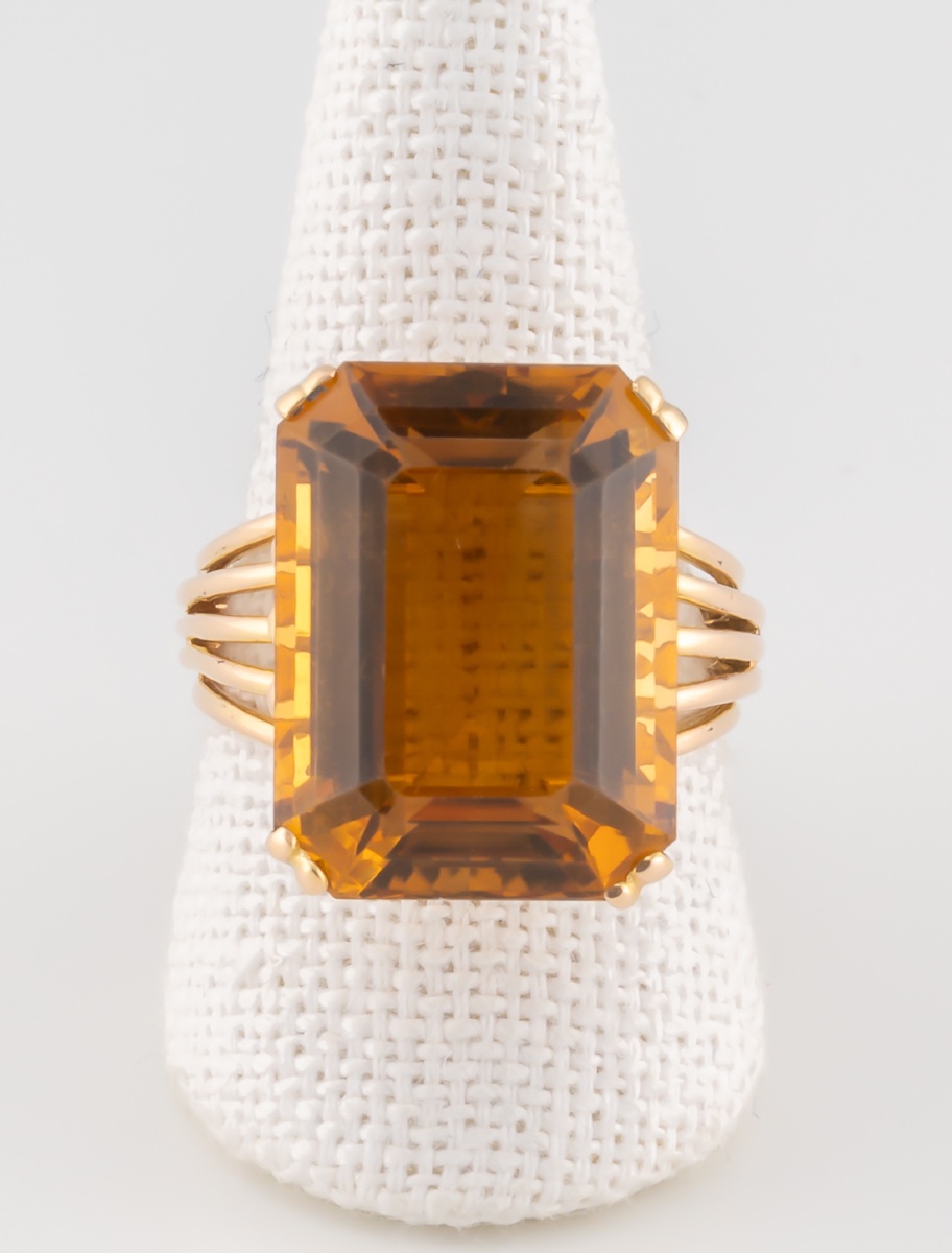 Yellow Gold Citrine Cocktail Ring-photo-4