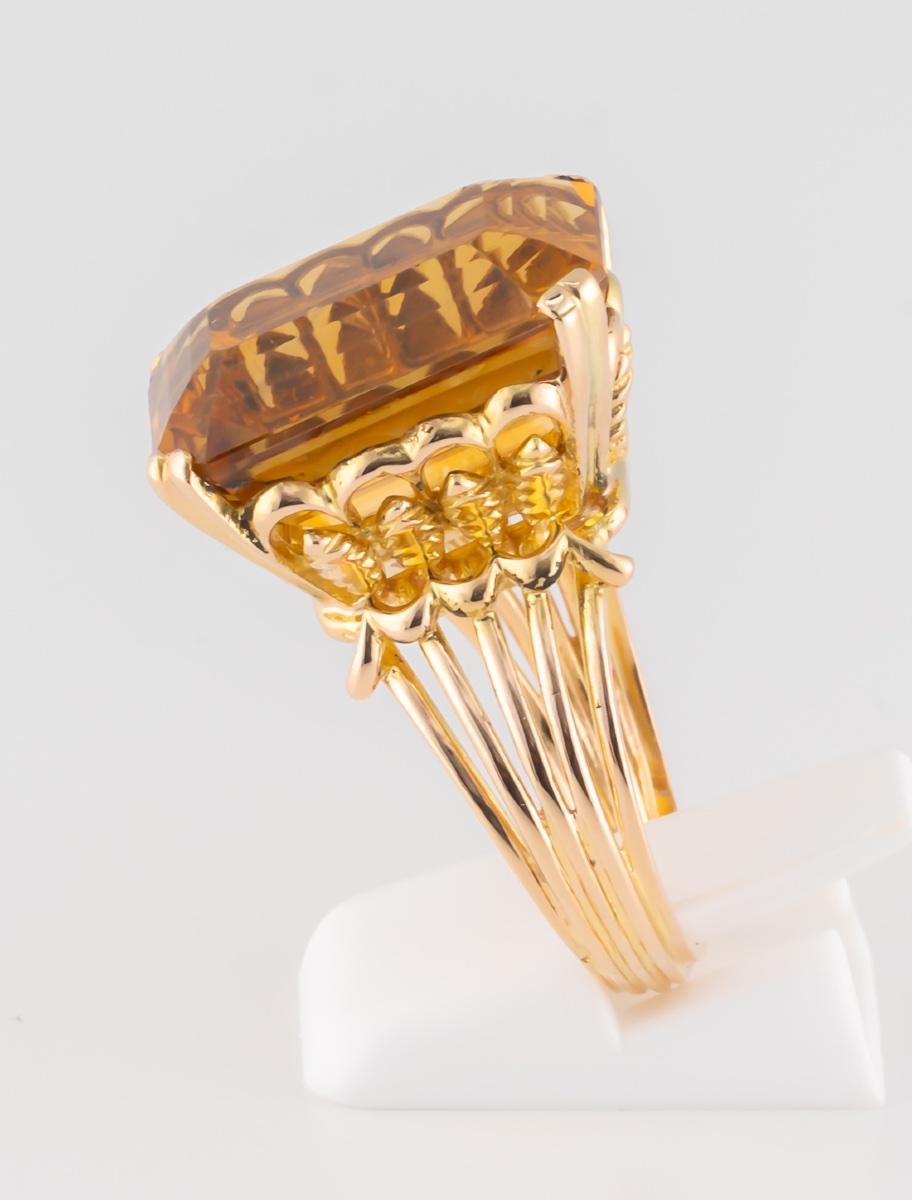 Yellow Gold Citrine Cocktail Ring-photo-1