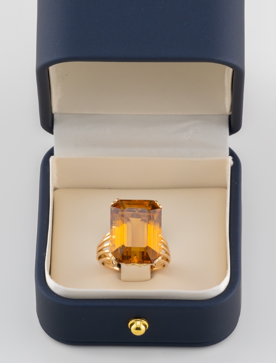 Yellow Gold Citrine Cocktail Ring-photo-2