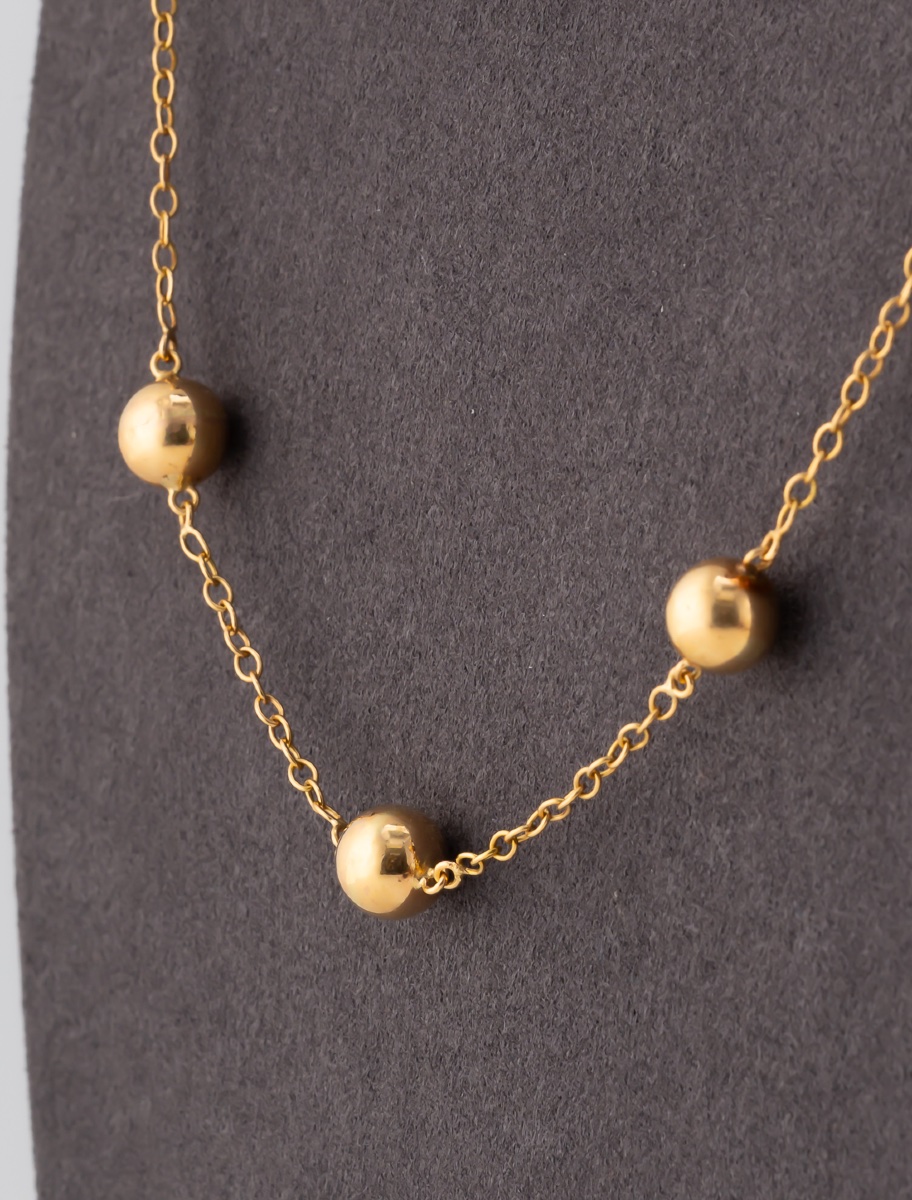 Yellow Gold Bead Long Necklace-photo-2