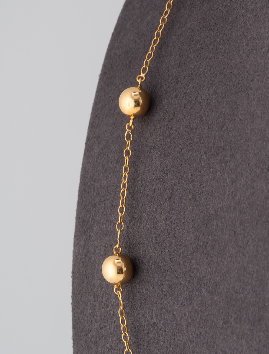 Yellow Gold Bead Long Necklace-photo-3