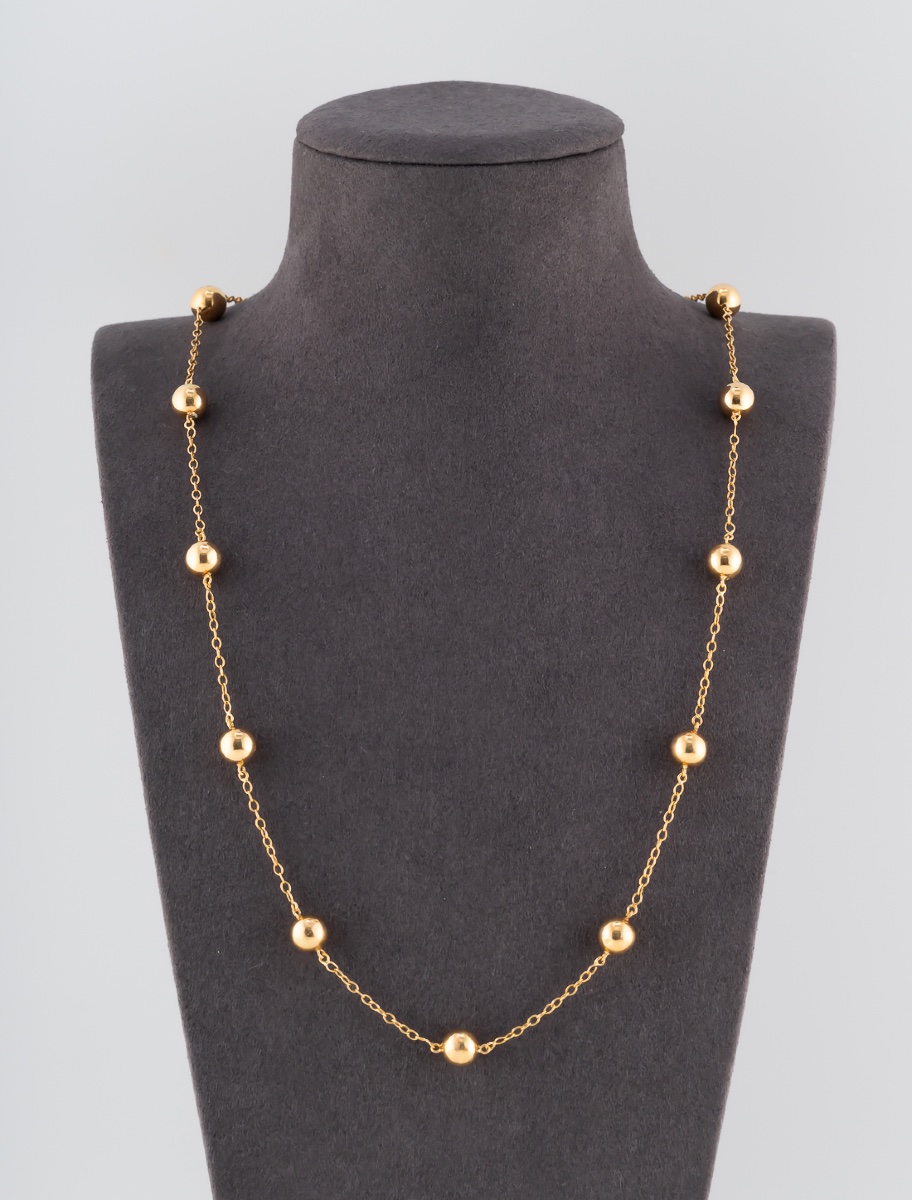 Yellow Gold Bead Long Necklace