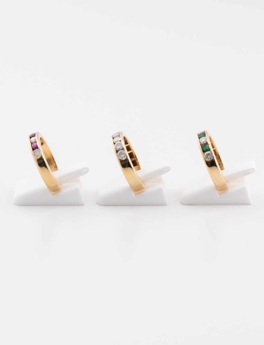 3 bagues Emeraudes, Rubis, Diamants-photo-4