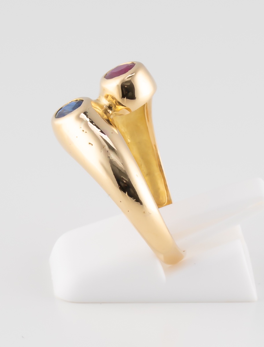 Bague Toi & Moi Vintage Saphir & Rubis-photo-1