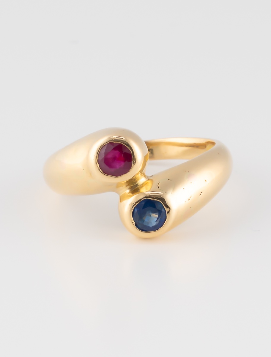 Bague Toi & Moi Vintage Saphir & Rubis
