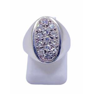 Chevalière Or Blanc  & Diamants