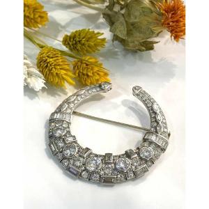 Broche Platine, Or Blanc & Diamants