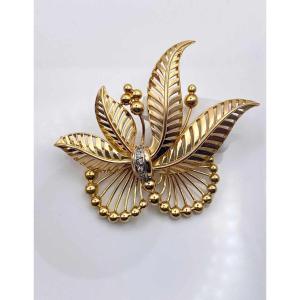 Broche Vintage Or Jaune & Diamants