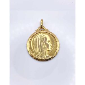 Médaille Or Jaune Vierge Signée Contaud