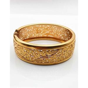 Bracelet Jonc Ouvrant Vintage Ciselé Or 