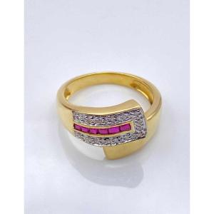 Bague Ceinture Or, Rubis & Diamants