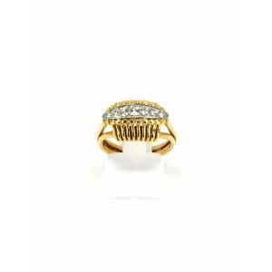 Yellow Gold Wire Ring & Diamond Garter
