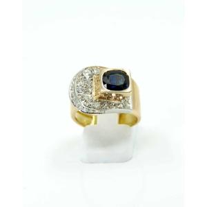 Tank Belt Ring Gold, Sapphire & Diamonds