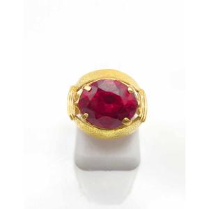 Original Vintage Ring In Yellow Gold & Ruby Verneuil