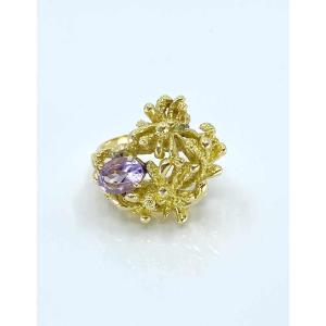 Yellow Gold & Amethyst Designer Ring