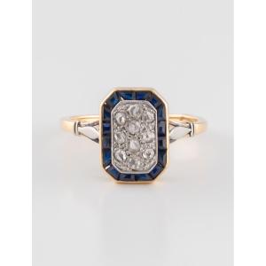 Art Deco Sapphire & Diamond Ring