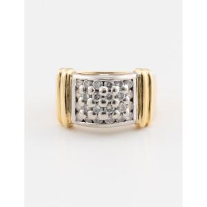 Two-tone Gold Tank Diamond Ring