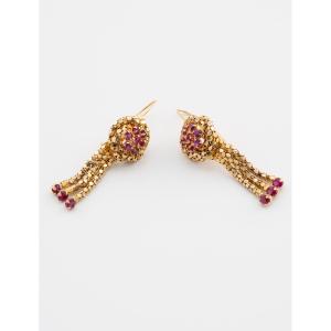 Boucles d'Oreilles Rubis Or Jaune