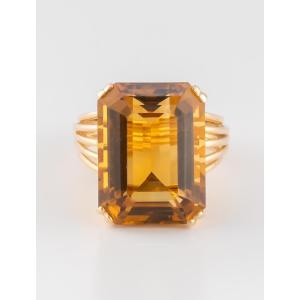 Bague Cocktail Citrine Or Jaune