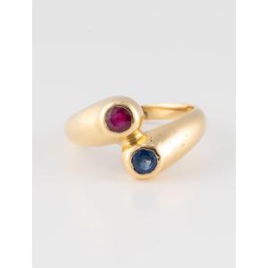 Bague Toi & Moi Vintage Saphir & Rubis