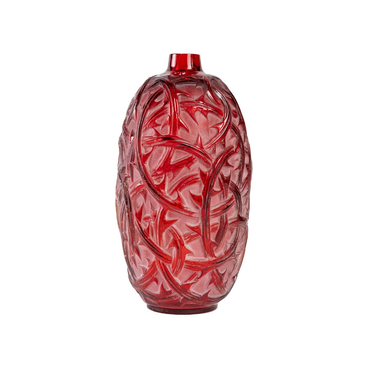 René Lalique: 1921 “ronce” Vase Tinted Red