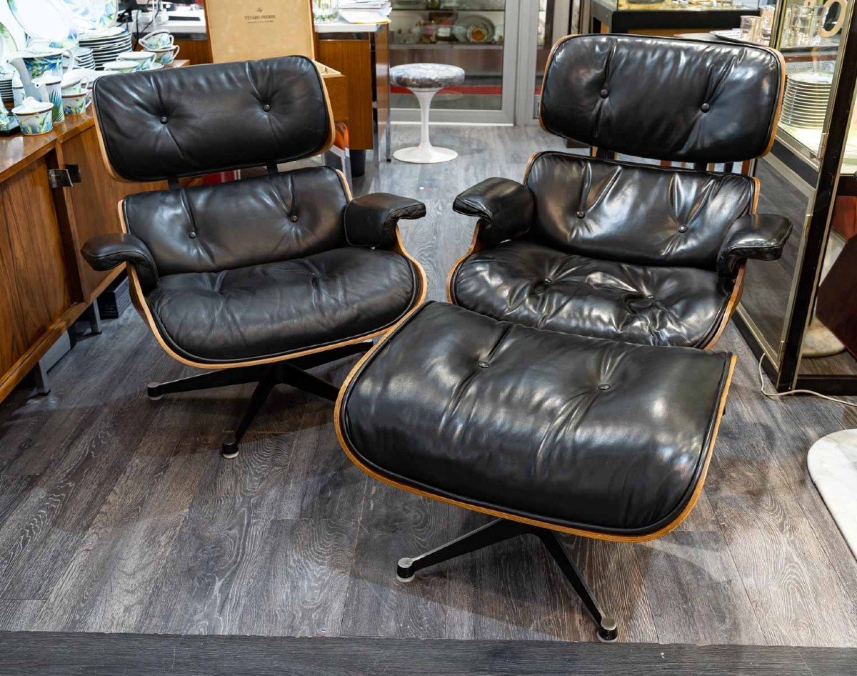 Charles & Ray Eames, Mobilier International(éditeur): Chaise Longue Et Son Pouf-photo-2