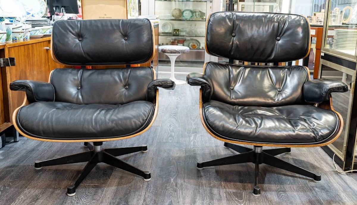 Charles & Ray Eames, Mobilier International(éditeur): Chaise Longue Et Son Pouf-photo-3