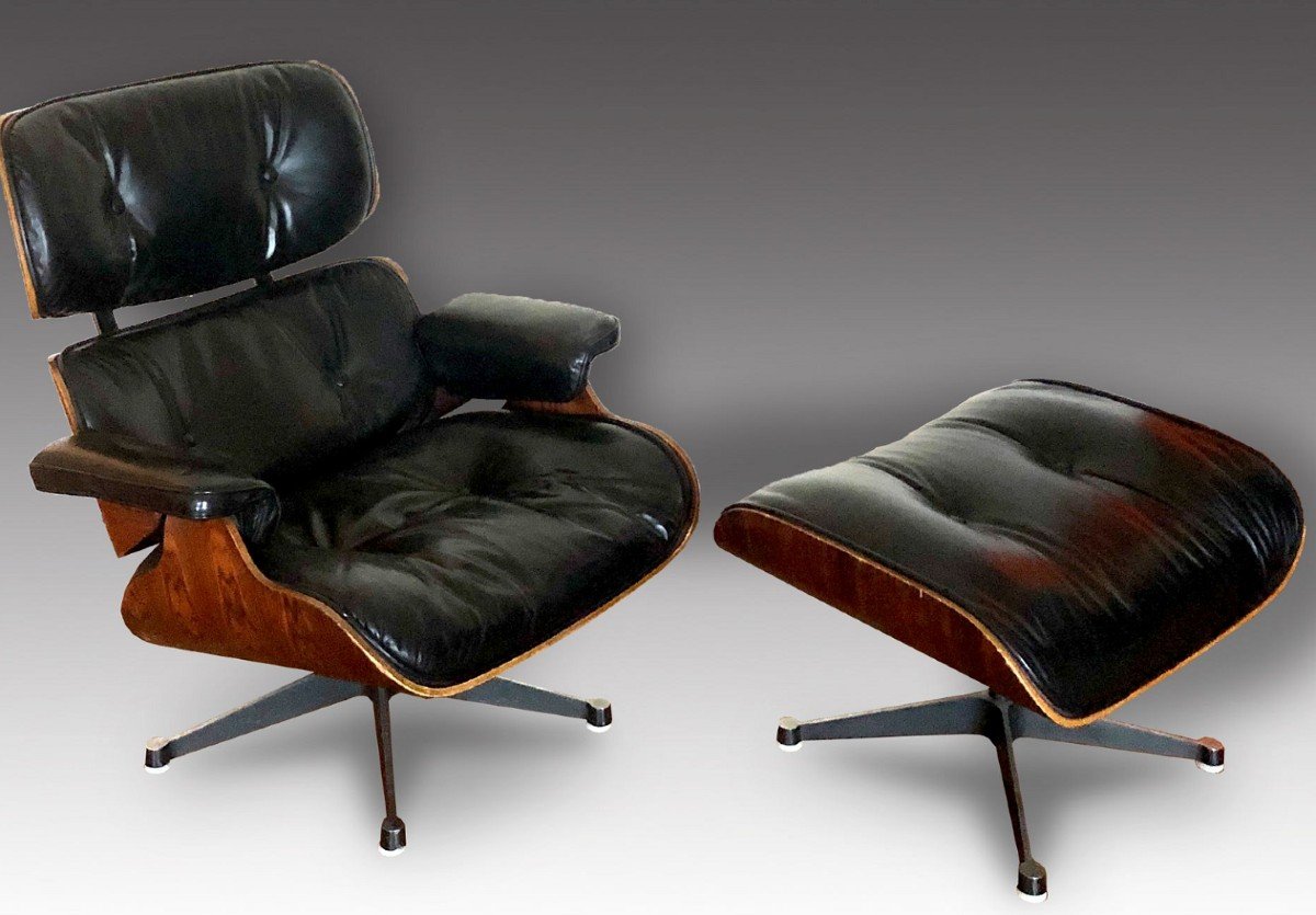 Charles & Ray Eames, Mobilier International(éditeur): Chaise Longue Et Son Pouf