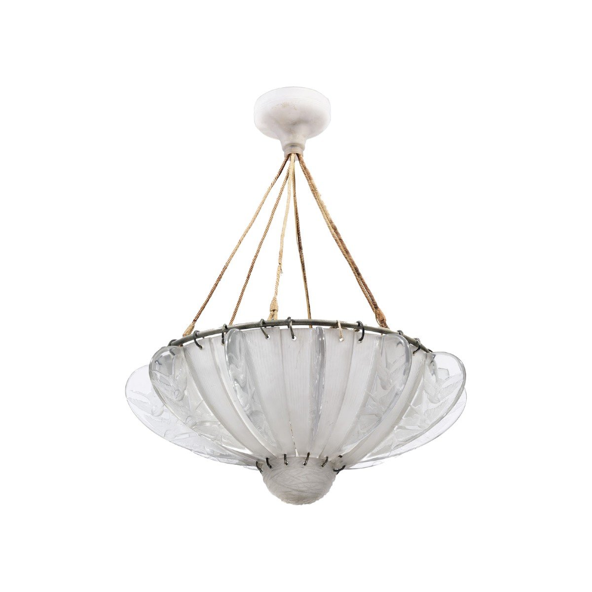 René Lalique (1860-1945) : Lustre modèle "Hirondelles"