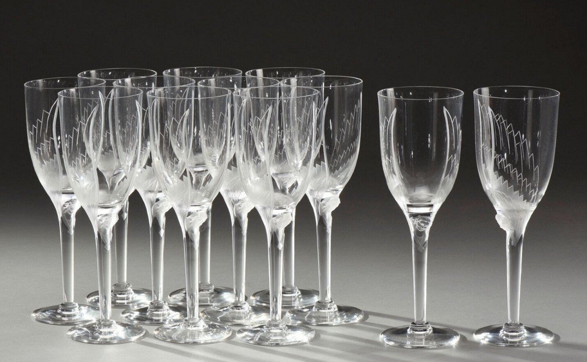 Marc Lalique : Douze flûtes à champagne 