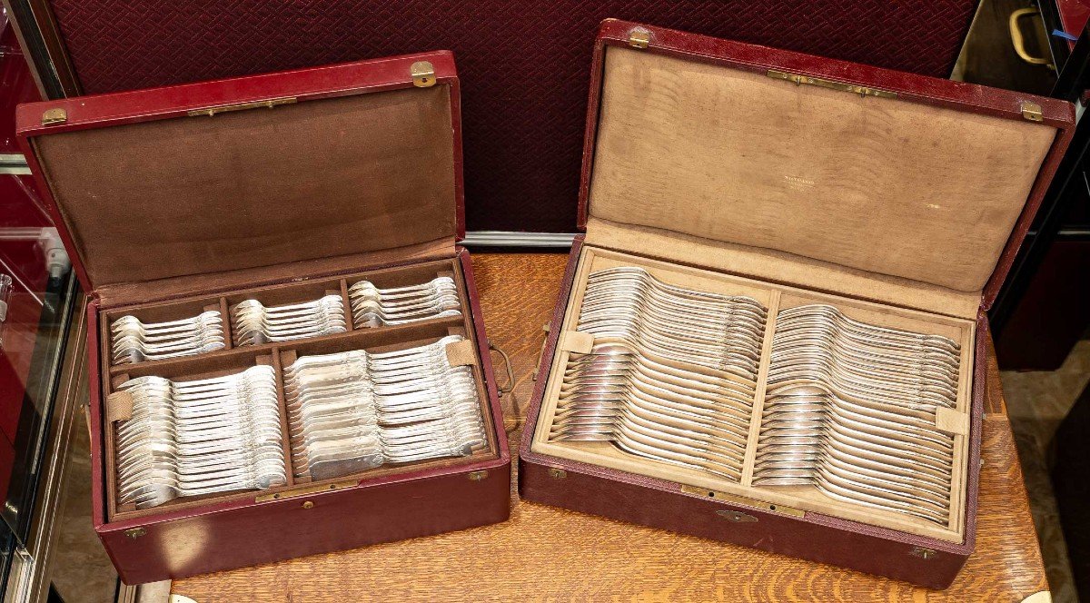 Tallois And Lagrifoul, Sterling Silver Cutlery Set 252 Pieces-photo-4