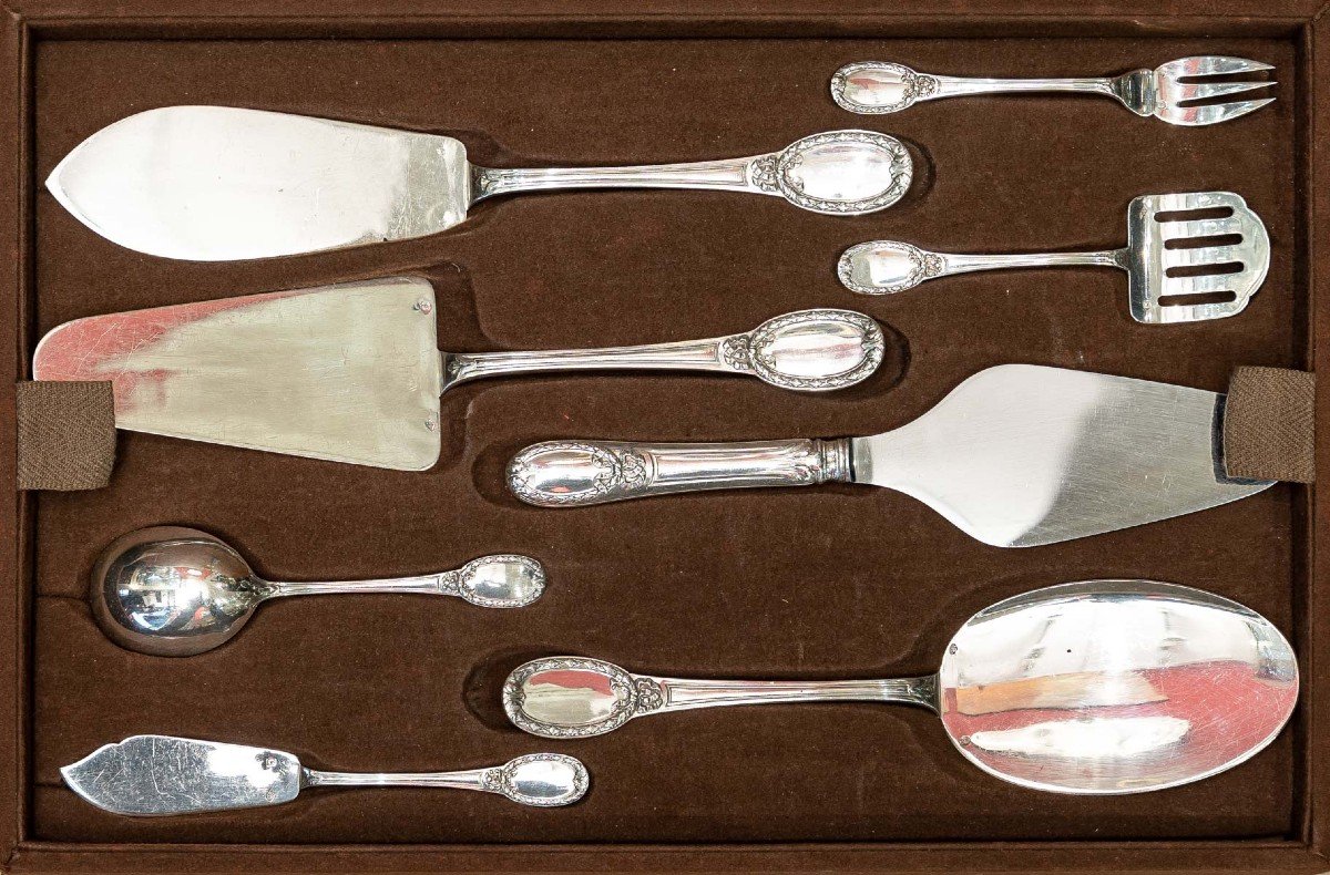 Tallois And Lagrifoul, Sterling Silver Cutlery Set 252 Pieces-photo-2