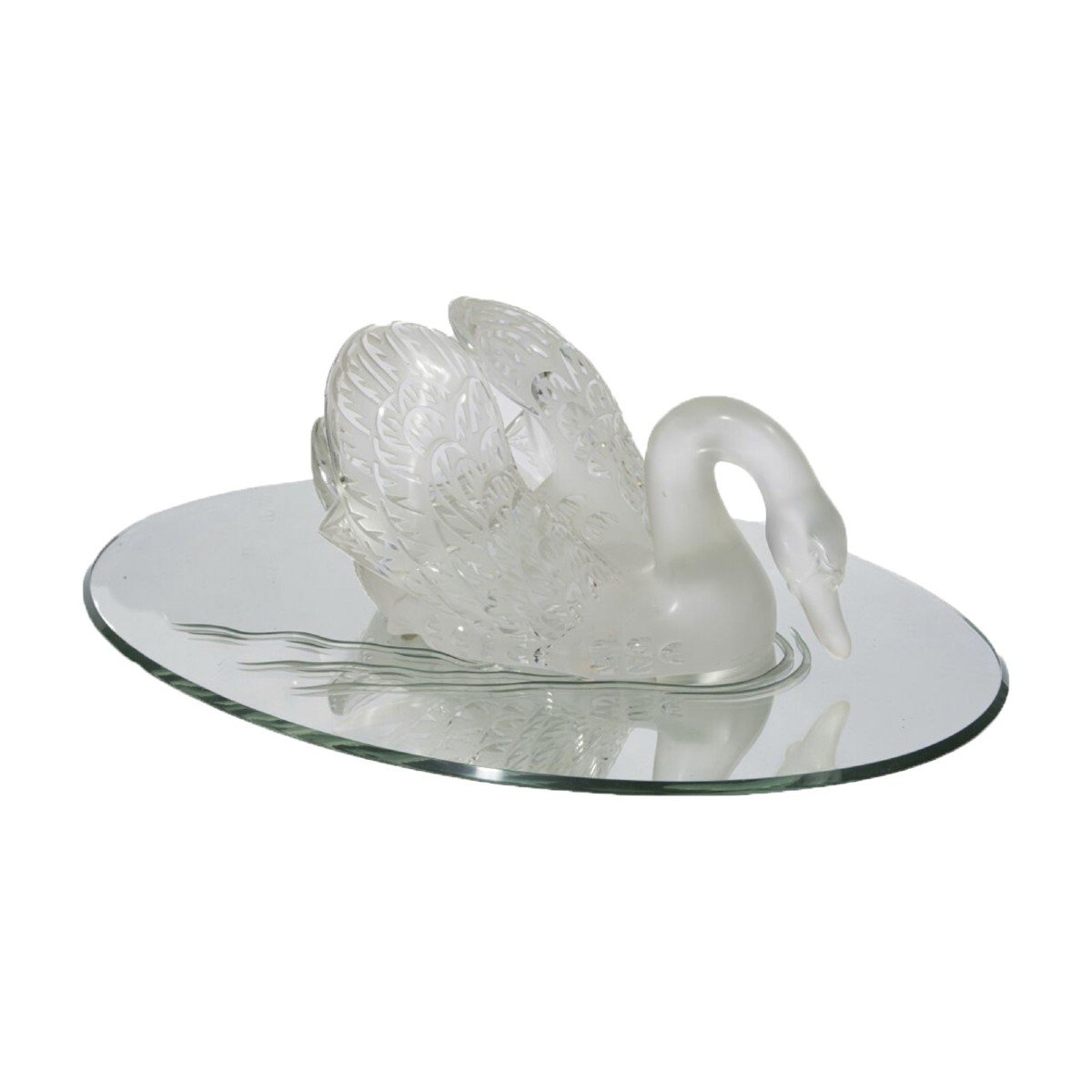 Cristal Lalique : Cygne "tête Baissée" En Cristal Incolore